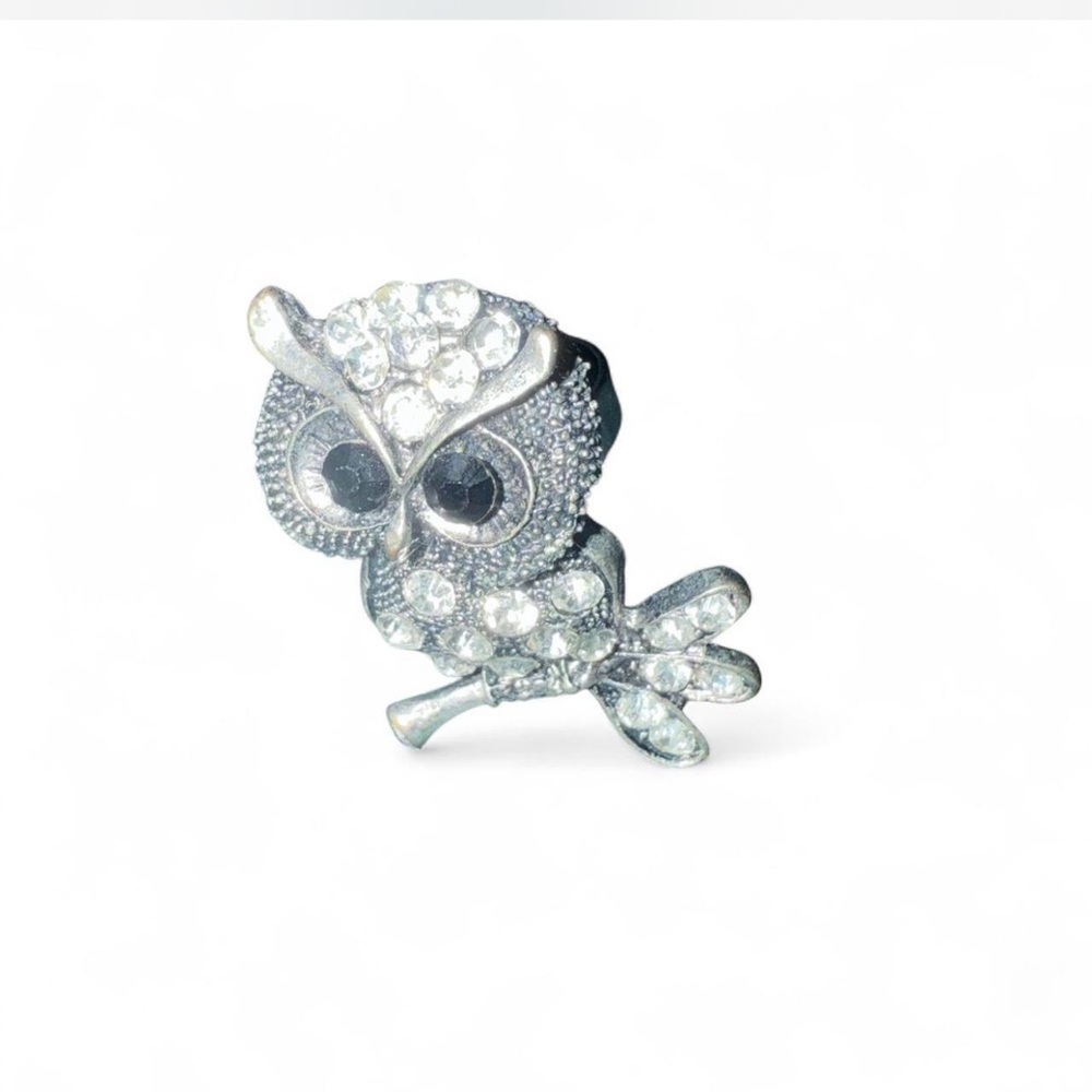 Vintage Silver Owl adjustable ring with Crystals